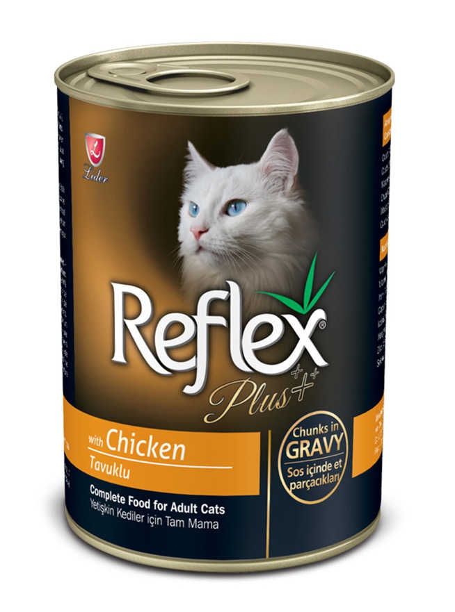 REFLEX PLUS YETİŞKİN KEDİLER İÇİN TAVUKLU SOS İÇİNDE ET PARÇACIKLARI 400 G