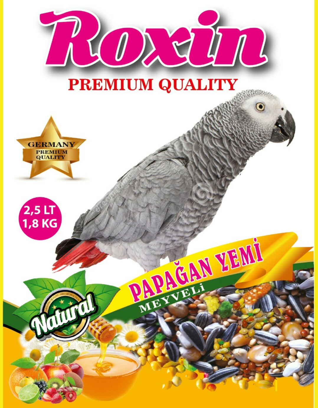 ROXİN PREMIUM MEYVELİ PAPAĞAN KUŞ YEMİ 2,5 LT